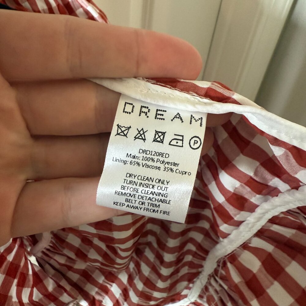 Dream Sister Jane Gingham Print Tiered Dress Size Small Color White Red Black - Picture 3 of 4